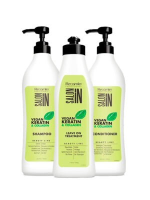Pack Shampoo 1.000 ml + Acondicionador 1.000 ml + Tratamiento 500 g – VEGAN KERATIN & COLLAGEN – SALON IN – RECAMIER